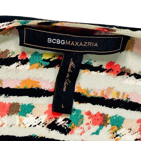 BCBGMaxazria Dress Womens L Multicolor Beachy Summer Lightweight Vacation-Ready - Picture 14 of 15